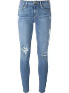 Frame Denim Distressed Skinny Jeans, Women's, Size: 30, Blue, Cotton/polyester/spandex/elastane