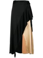 Ssheena Bicolour Asymmetric Skirt - Black