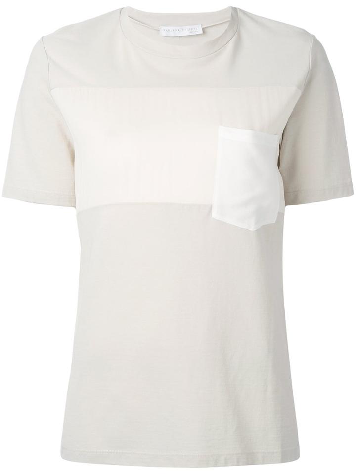 Fabiana Filippi - Pocket T-shirt - Women - Silk/cotton/elastodiene - 44, Nude/neutrals, Silk/cotton/elastodiene