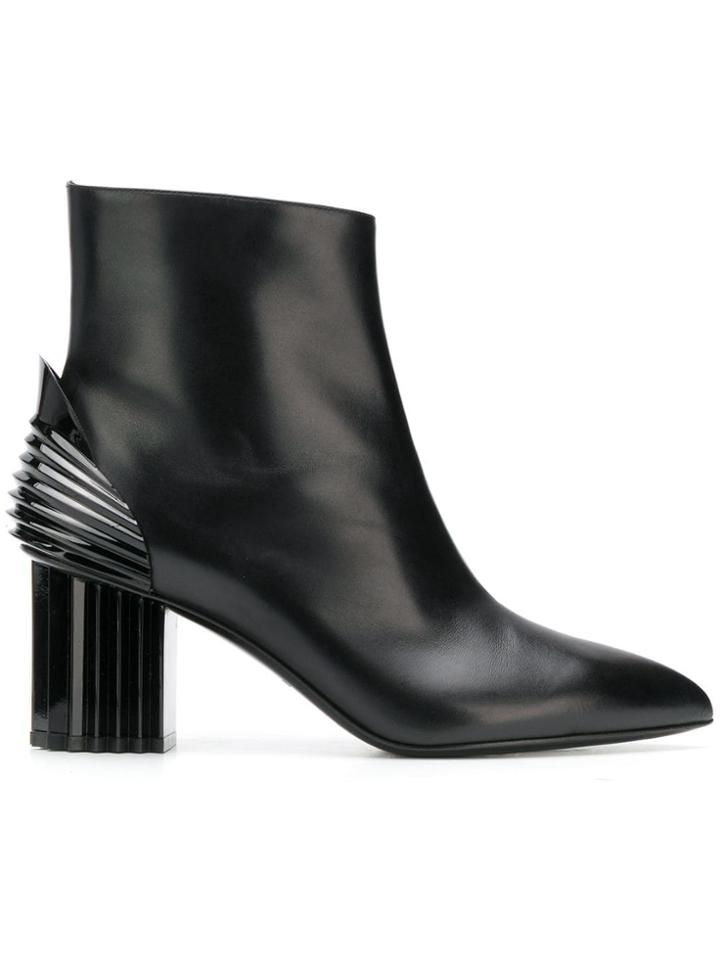 Balmain Leather Ankle Boots - Black