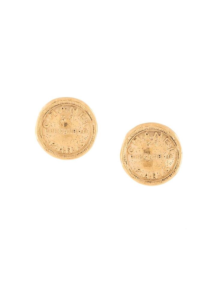 Chanel Pre-owned Rue Cambon Button Clip-on Earrings - Gold