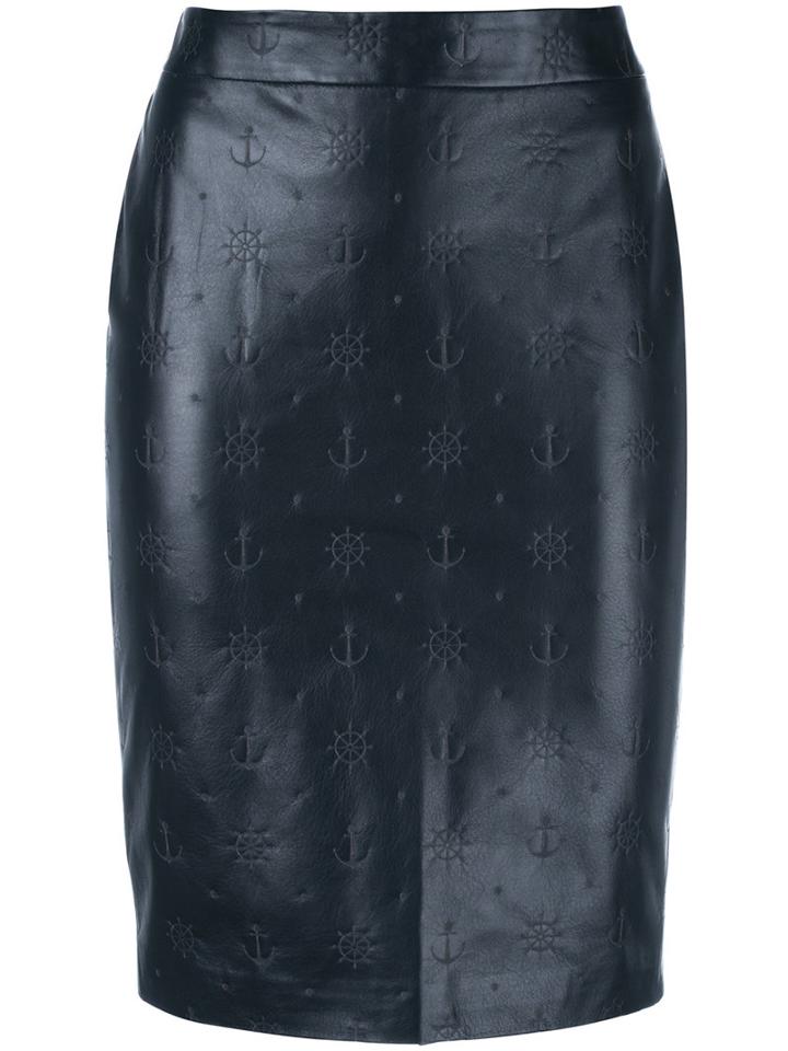 Roseanna Boat Detail Skirt, Women's, Size: 36, Blue, Lamb Skin/viscose