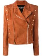 Balmain Biker Jacket, Women's, Size: 36, Brown, Lamb Skin/viscose/cotton