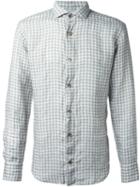 Eleventy Checked Shirt, Men's, Size: 43, Nude/neutrals, Linen/flax