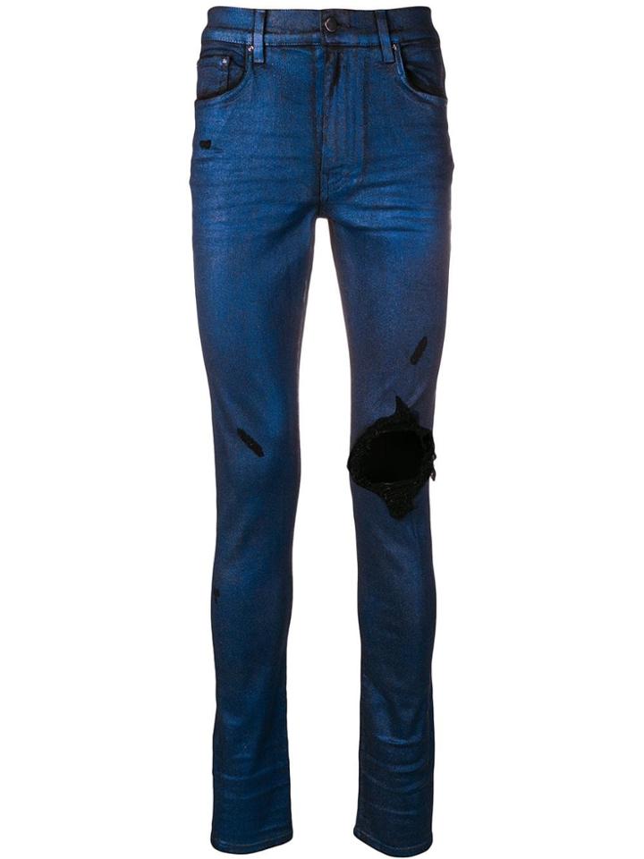 Amiri Shine Effect Distressed Jeans - Black