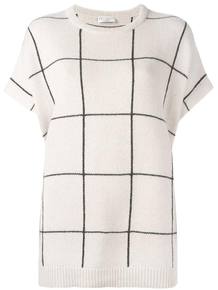 Brunello Cucinelli Grid Knit Top, Women's, Size: Small, Nude/neutrals, Cashmere