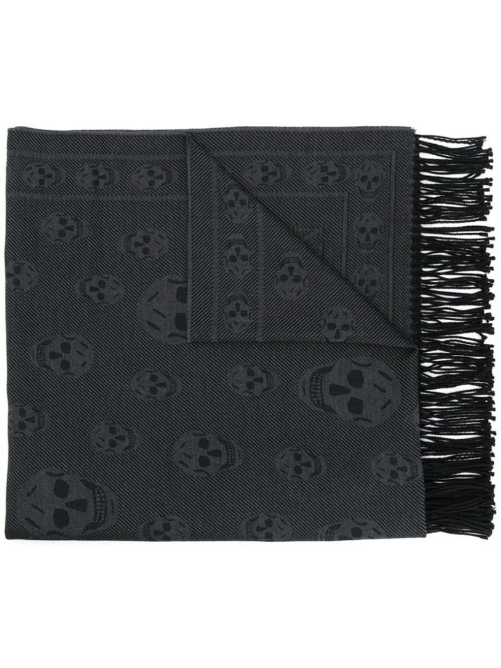 Alexander Mcqueen Skull Pattern Scarf - Grey