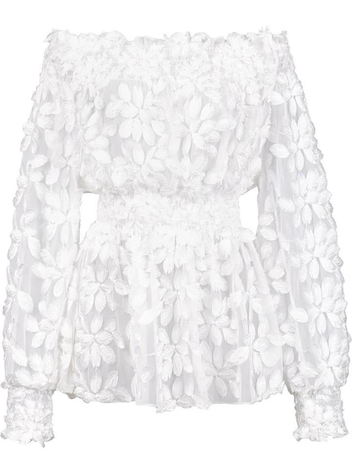 Christian Siriano Gathered Petal Blouse, Women's, Size: 8, White, Polyester