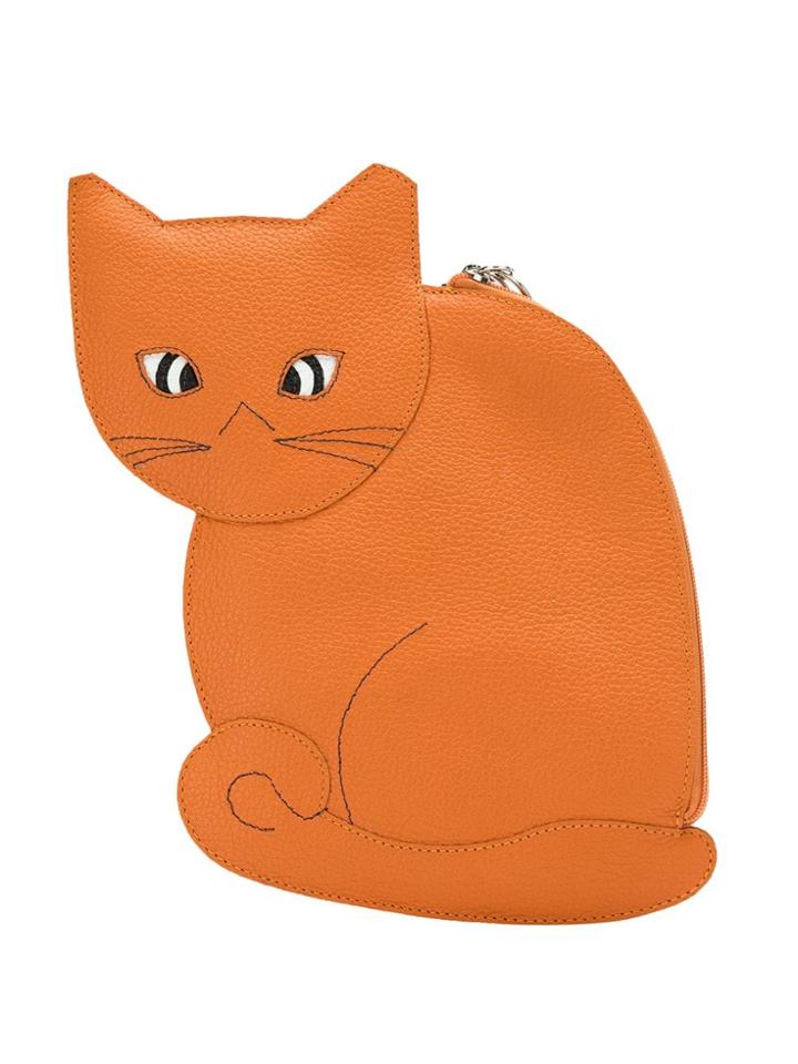 Sarah Chofakian Leather Kitty Clutch - Yellow & Orange