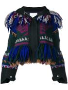 Sacai Fringed Knit Cardigan - Blue