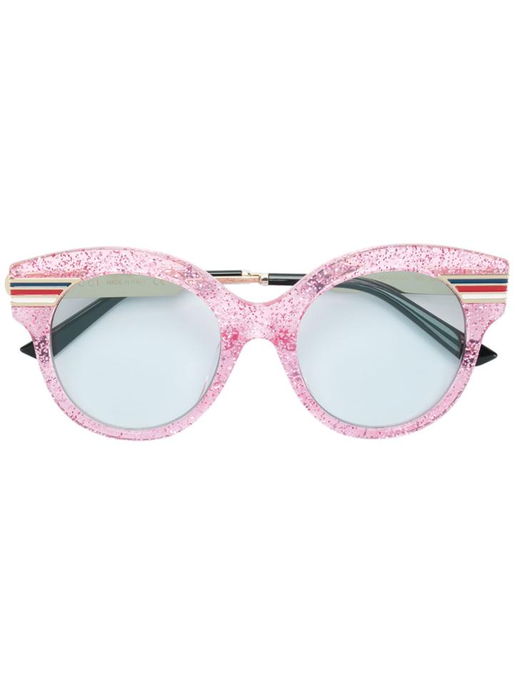 Gucci Eyewear Glitter Cat Eye Oversized Sunglasses - Pink & Purple