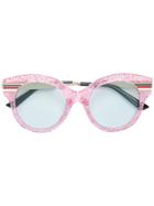 Gucci Eyewear Glitter Cat Eye Oversized Sunglasses - Pink & Purple