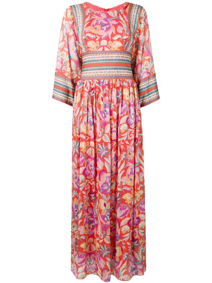 Etro Floral Print Long Dress - Pink
