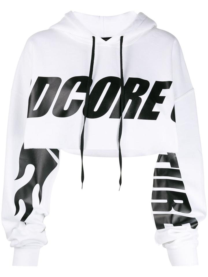 Mia-iam Flamingo Destroy Cropped Hoodie - White