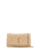 Saint Laurent Quilted Logo Plaque Shoulder Bag - Neutrals