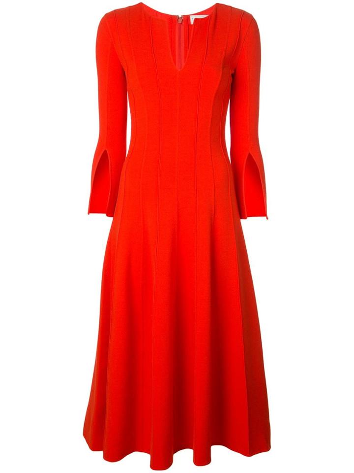 Oscar De La Renta Split-sleeve Flared Midi-dress
