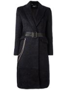 Misbhv Belted Coat, Women's, Size: Large, Blue, Cotton/polyester/acetate/polyacrylic