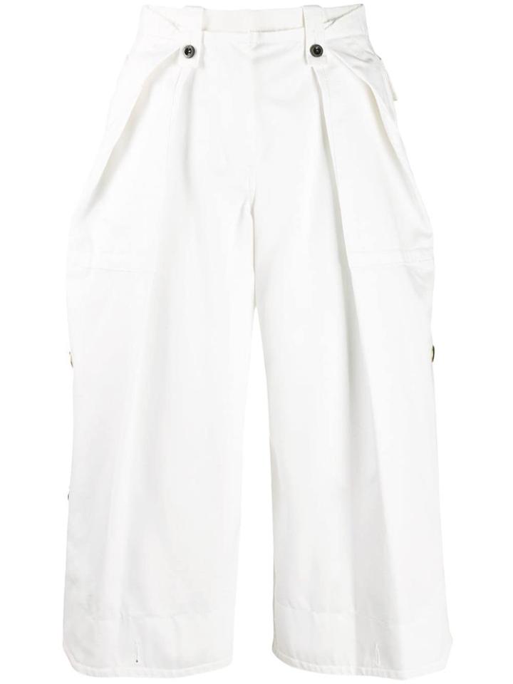 Sacai Cropped Wide-leg Trousers - White