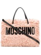 Moschino Branded Shearling Tote - Pink