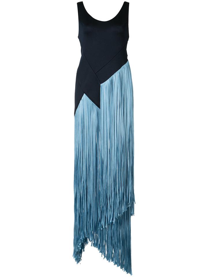Galvan Fringed Long Dress, Women's, Size: 36, Blue, Polyamide/spandex/elastane/viscose
