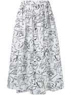 Kenzo - All-over Printed Long Skirt - Women - Cotton - 40, Black, Cotton