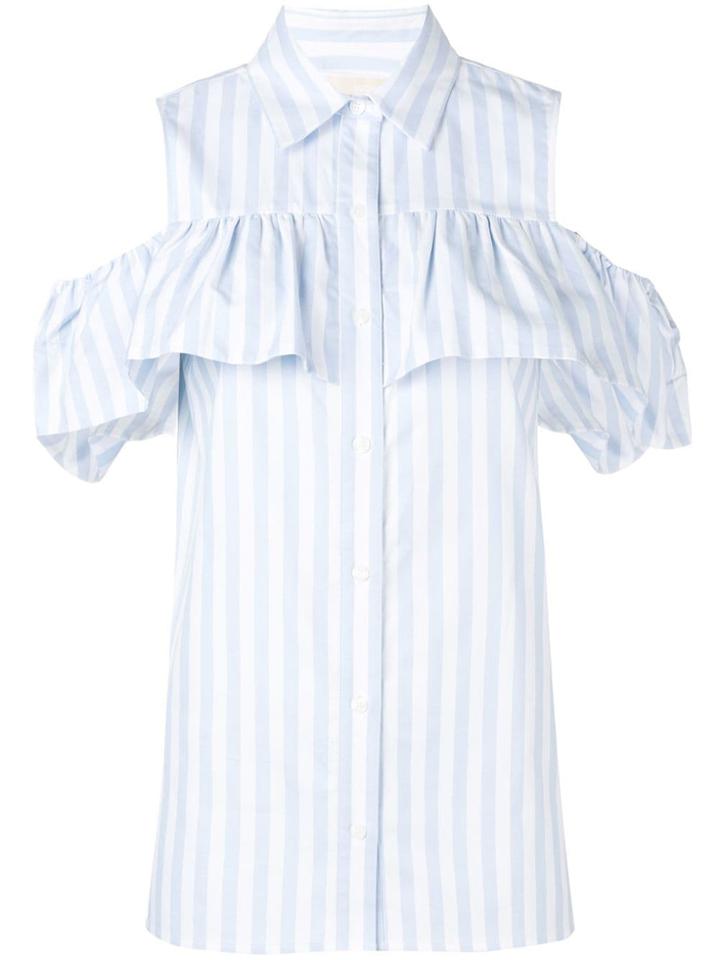 Michael Michael Kors Striped Cold Shoulder Shirt - Blue