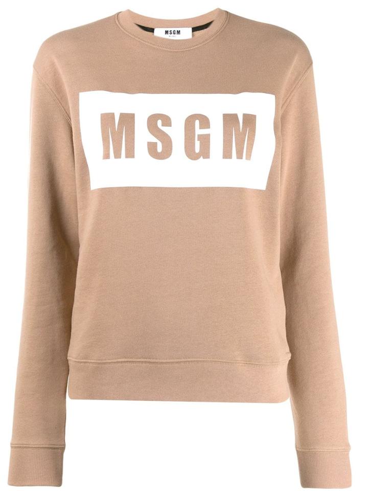 Msgm Box Logo Sweatshirt - Brown