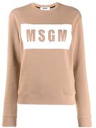 Msgm Box Logo Sweatshirt - Brown