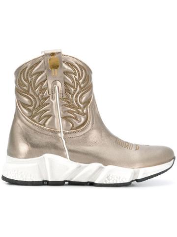 Texas Robot Embroidered Ankle Boots - Metallic
