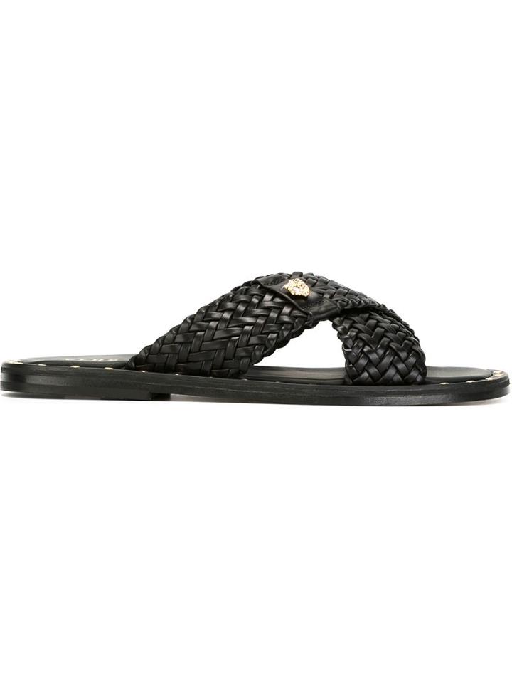 Versace Braided Sandals, Men's, Size: 40.5, Black, Leather