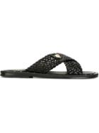Versace Braided Sandals, Men's, Size: 40.5, Black, Leather