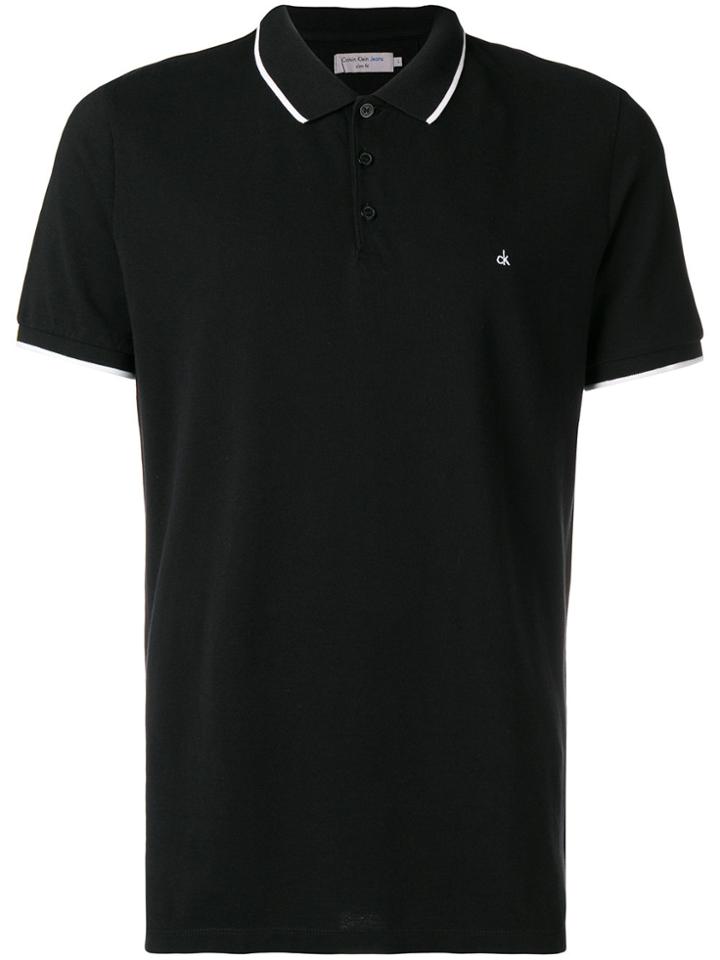 Calvin Klein Jeans Logo Short-sleeve Polo Top - Black
