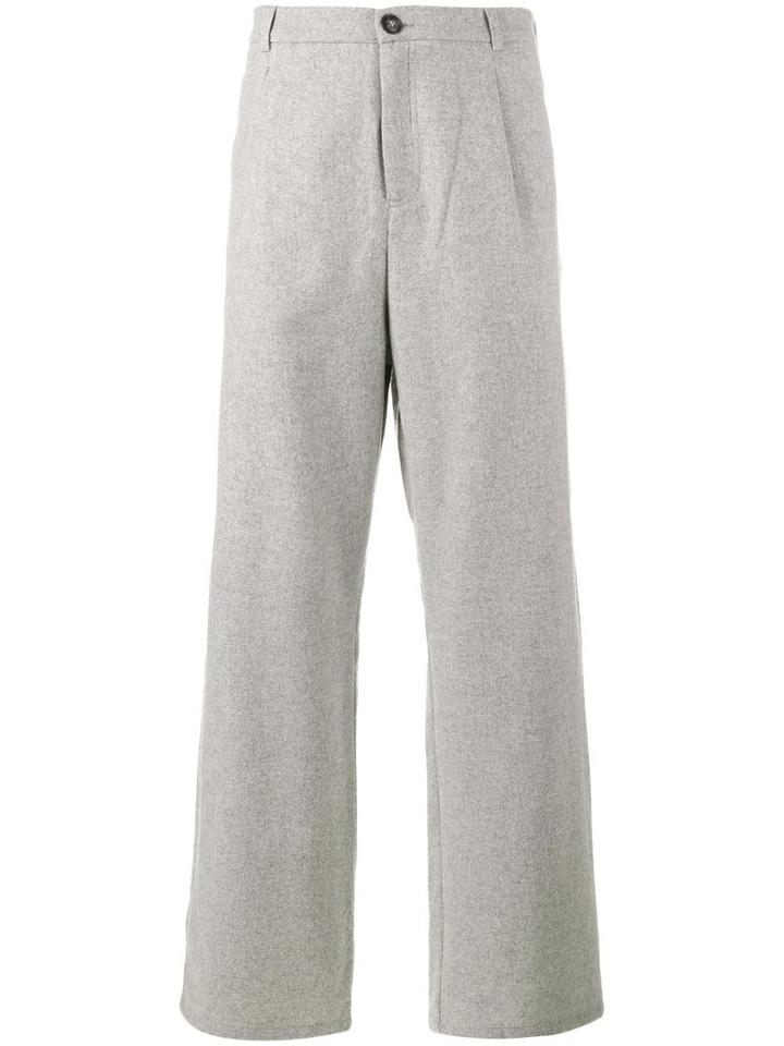 Lot78 Wide-leg Trousers, Men's, Size: 32, Grey, Wool/polyester/other Fibers