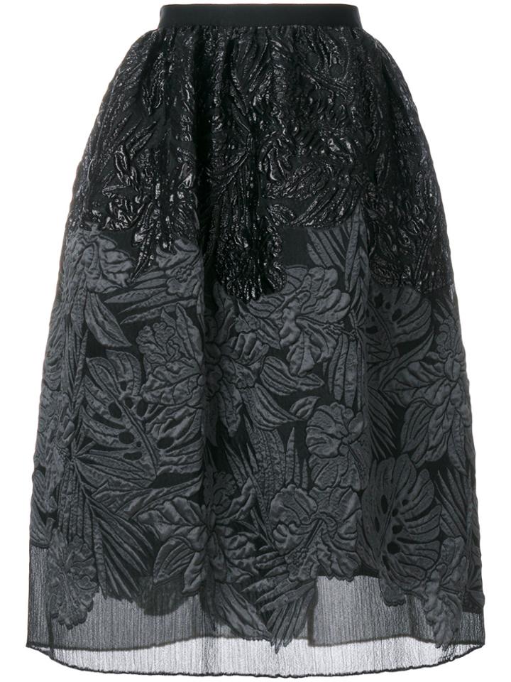 Talbot Runhof Textured Floral Skirt - Black