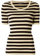 Dolce & Gabbana Ribbed Striped Top, Women's, Size: 38, Grey, Viscose/nylon/polyester/polyurethane