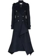 Alexander Mcqueen Asymmetric Hem Coat - Blue