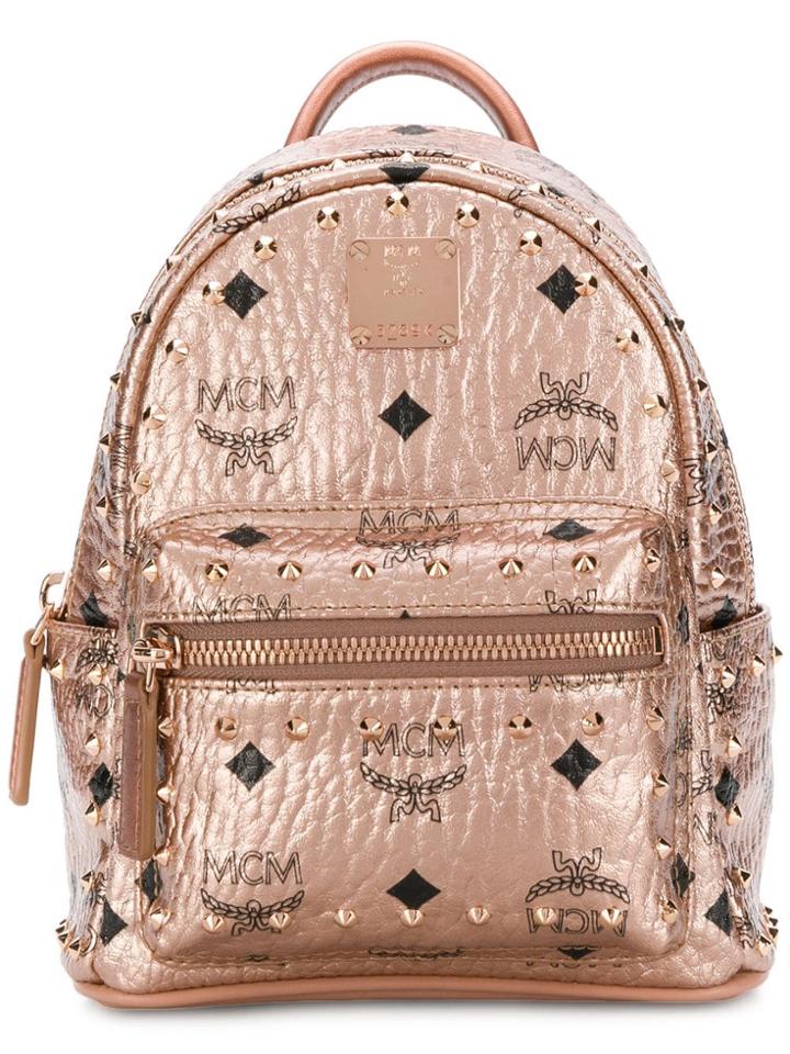 Mcm Mini Stark Outline Studs Backpack - Metallic
