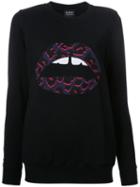 Markus Lupfer Applique Lips Sweatshirt, Women's, Size: Small, Black, Cotton