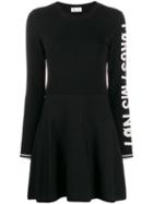 Red Valentino Slogan Detail Short Dress - Black