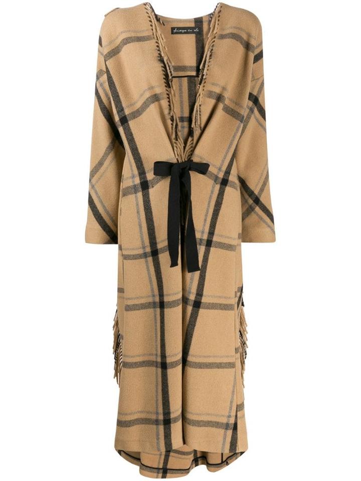 Phisique Du Role Fringed Oversized Coat - Brown