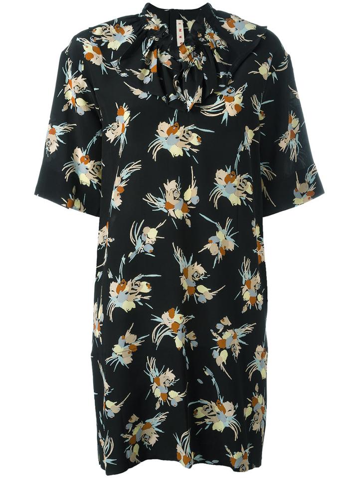 Marni - Abstract Print Dress - Women - Silk - 44, Women's, Black, Silk