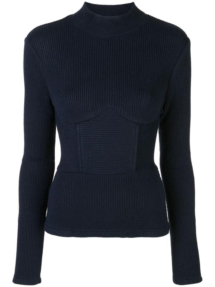 Jonathan Simkhai Directional Ribbed-knit Bustier Top - Black