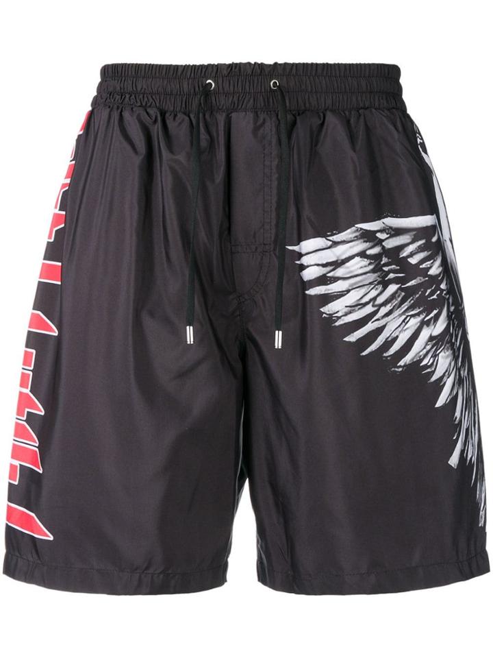 Philipp Plein Angel Print Swim Shorts - Black