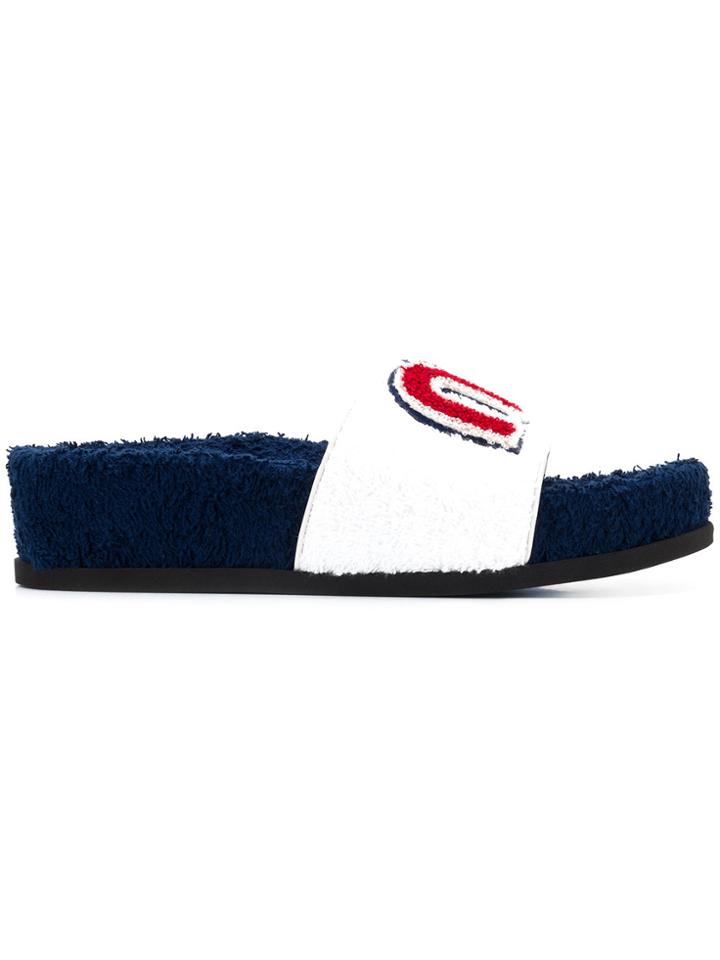 Miu Miu M Patch Slides - Blue