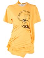 Junya Watanabe Comme Des Garçons - Draped Printed T-shirt - Women - Cotton/polyester/polyurethane/rayon - S, Yellow/orange, Cotton/polyester/polyurethane/rayon