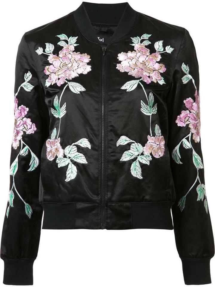 3x1 Embroidered Flowers Jacket, Women's, Size: Medium, Black, Polyester/cotton/rayon