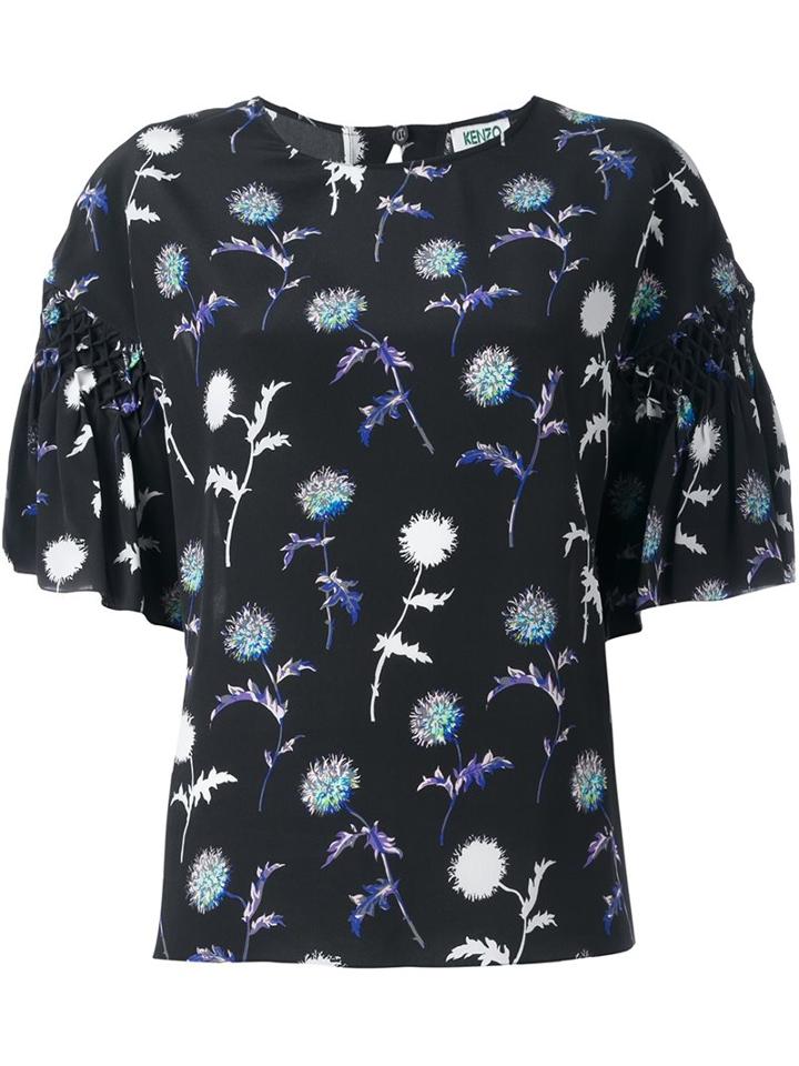 Kenzo Dandelion Blouse, Women's, Size: 36, Black, Silk