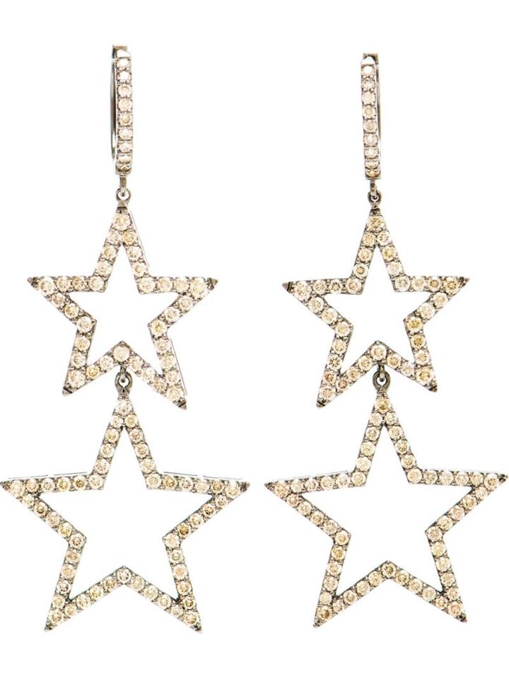 Rosa De La Cruz Burnished Gold And Brown Diamond Star Earrings