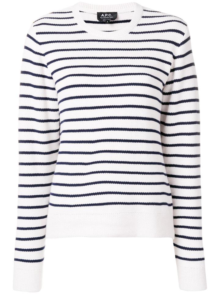 A.p.c. Round Neck Striped Knit Top - White