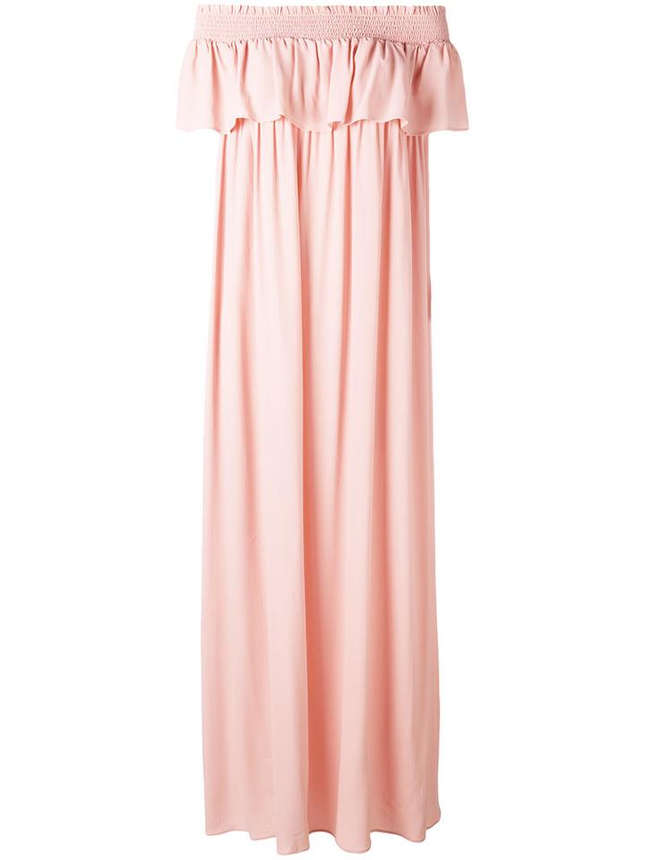 P.a.r.o.s.h. - Deep Frill Bardot Dress - Women - Silk/acetate - M, Pink/purple, Silk/acetate